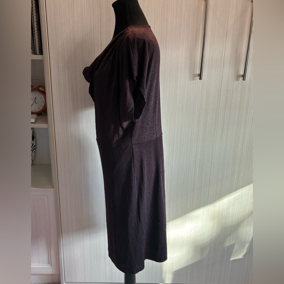 Ann Taylor Cowl Neck Sheath Dress Deep‎ Plum with Sparkle Size L - Picture 5 of 13